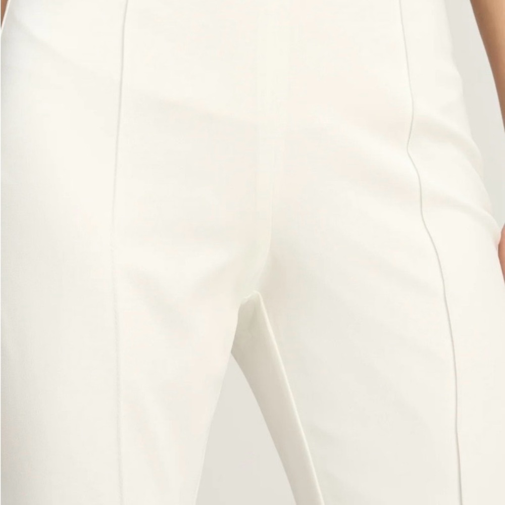 Zendra Cream High-Waist Skinny Trousers